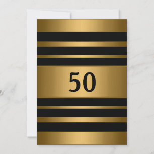 50:e bronze Guld Metall Black Masculine Party Inbjudningar
