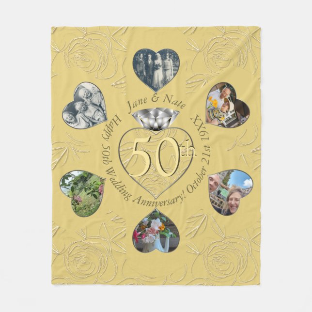 50:e Diamond 6 Heart Photos Fleece Blanket (Framsidan)