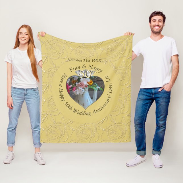 50:e Diamond Heart Photo Fleecefilt (På plats)