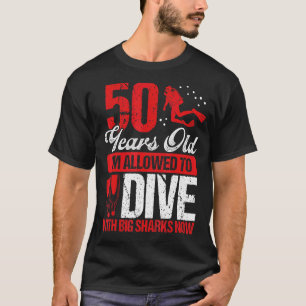 50:e Dykan Big Shark Scuba Diver 5 T Shirt