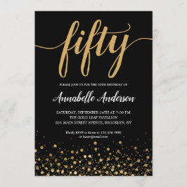 50:e Eleganten Black Guld Confetti Inbjudningar