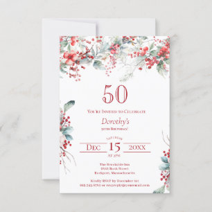50:e Eleganten på födelsedagen Winter Berry Botani Inbjudningar