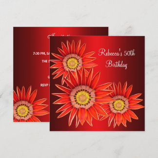 50:e Eleganten Red Flowers Inbjudningar