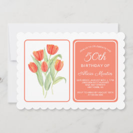50:e Eleganten Red Tulip Flora Inbjudningar