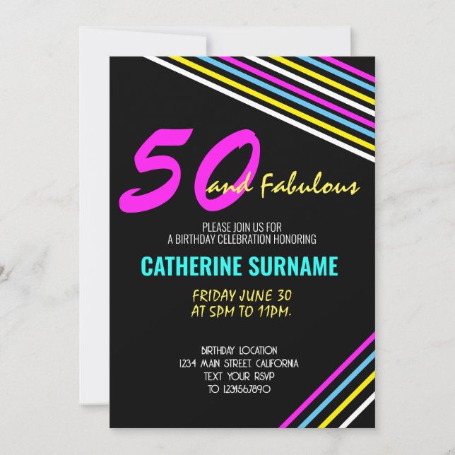 50:e Fabulous Födelsedagsfest Firande Inbjudningar (Framsida)