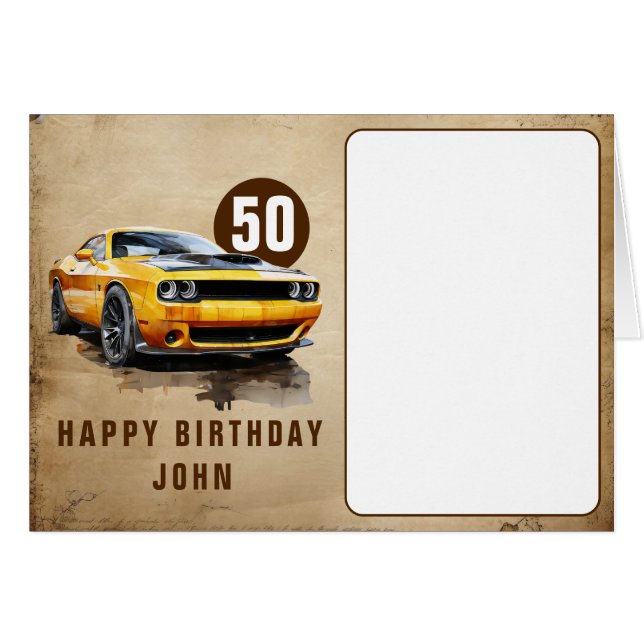 50:e fågeldagen klassiskt amerikanskt muskelkort i hälsningskort (Framsidan Horizontal)