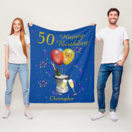 50:e fågeldagen med mousserande Vin Firande Blue Fleecefilt