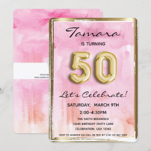 50:e fågeldagen Rosa och Guld Inbjudningar
