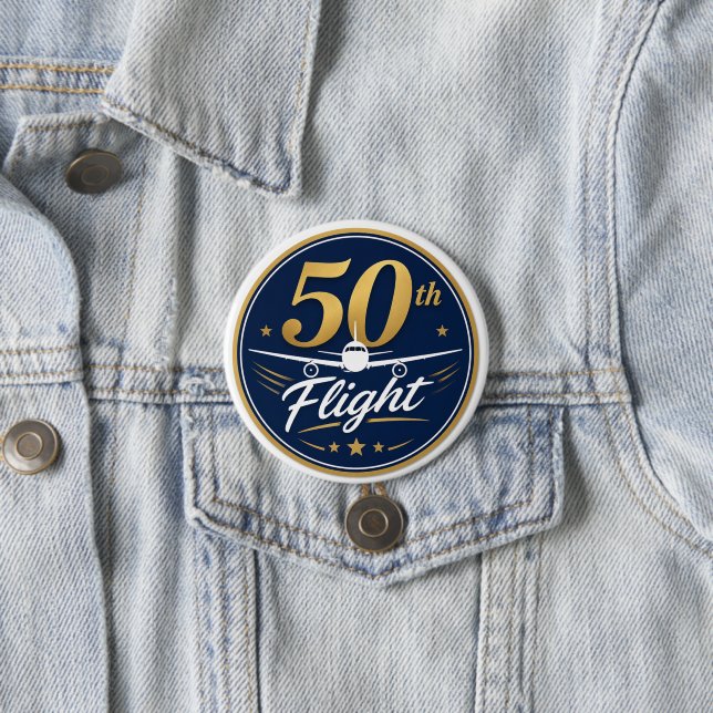 50:e flygning guld flygplan resminne knapp (In Situ)