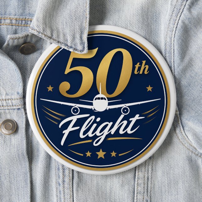 50:e flygning guld flygplan resminne knapp (In Situ)