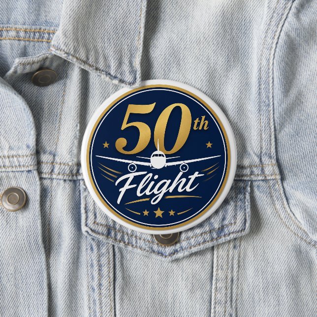 50:e flygning guld flygplan resminne knapp (In Situ)