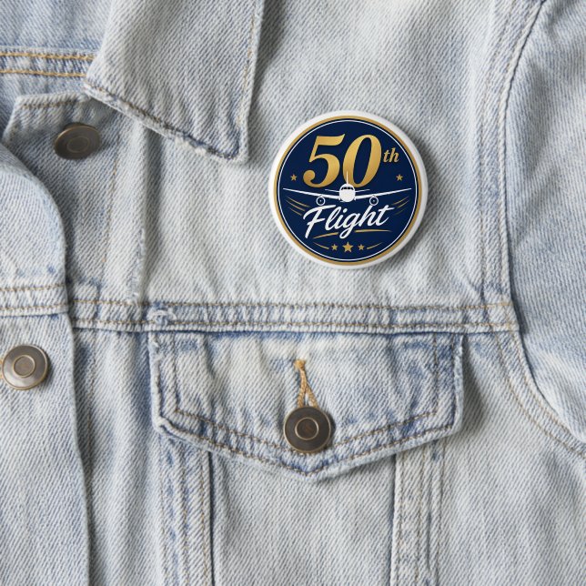 50:e flygning guld flygplan resminne knapp (In Situ)