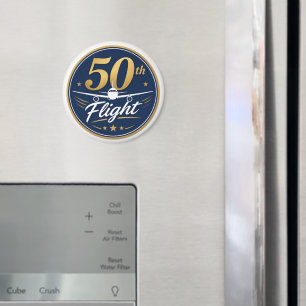 50:e flygning guld flygplan resminne magnet