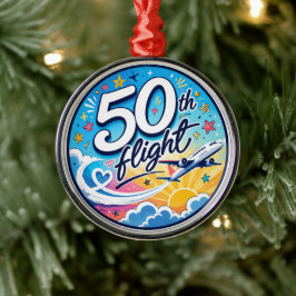 50:e flygplans färgglada souvenir julgransprydnad metall