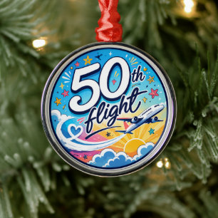 50:e flygplans färgglada souvenir julgransprydnad metall