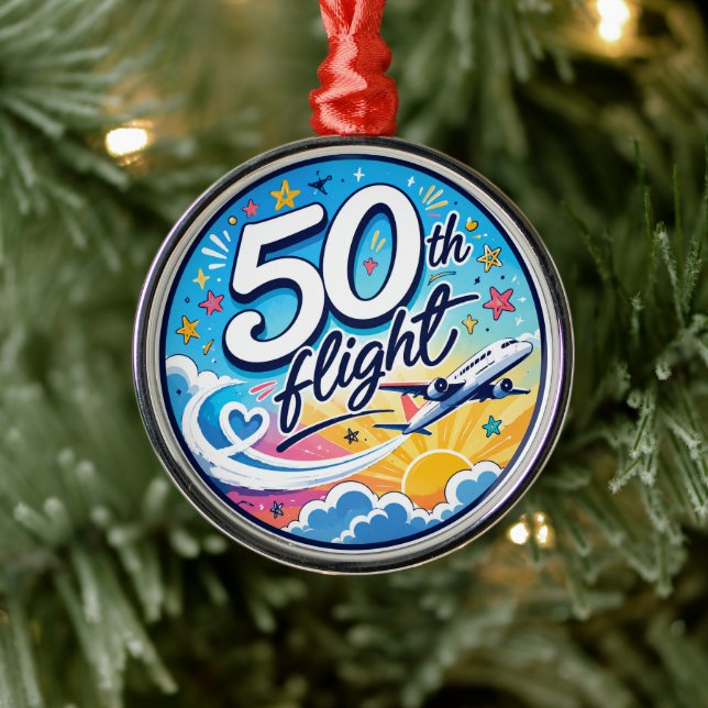 50:e flygplans färgglada souvenir julgransprydnad metall (Träd)