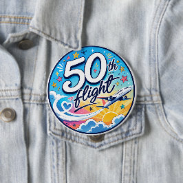 50:e flygplans färgglada souvenir knapp