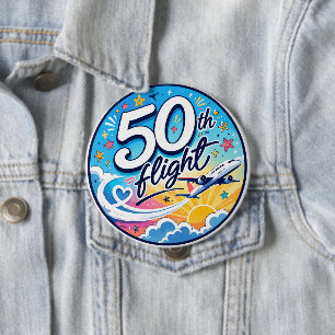 50:e flygplans färgglada souvenir knapp