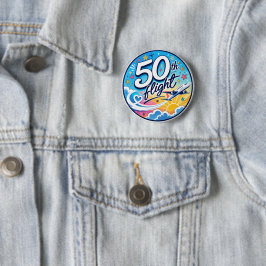 50:e flygplans färgglada souvenir knapp