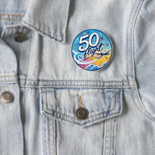 50:e flygplans färgglada souvenir knapp