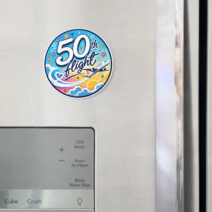 50:e flygplans färgglada souvenir magnet