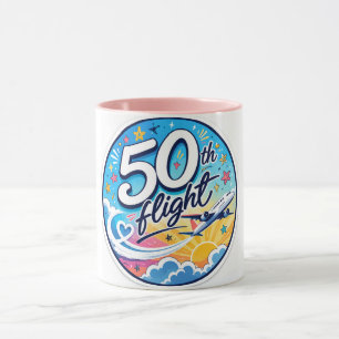 50:e flygplans färgglada souvenir mugg