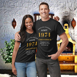50:e födelsedag 1974 Lägg till Namn Black Guld Par T Shirt