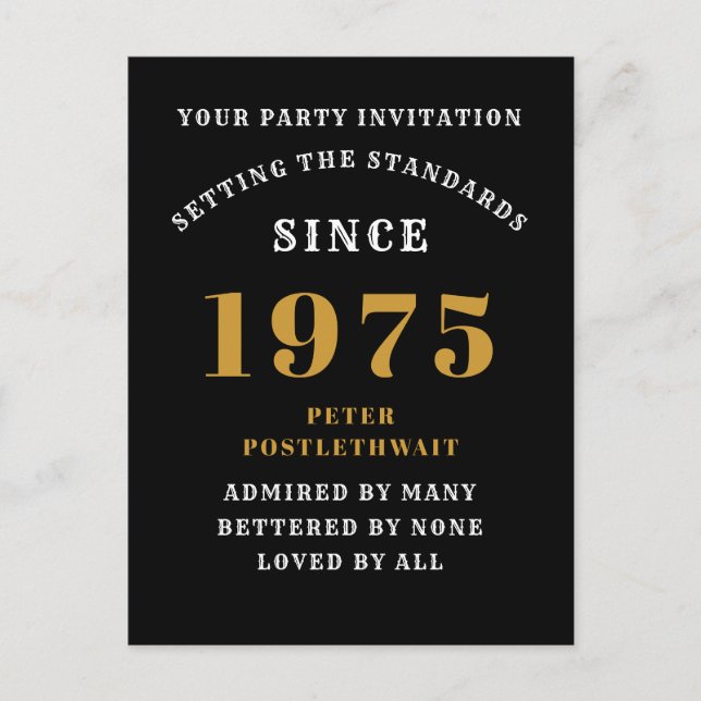 50:e födelsedag 1975 Svarta Guld Vykort (Framsida)