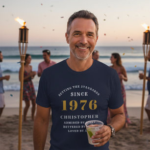 50:e födelsedag 1976 Blåvita Guld-Eleganten Namn T Shirt