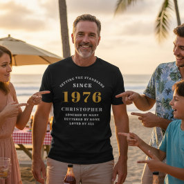 50:e födelsedag 1976 Svartvit Guld Elegant Namn T Shirt
