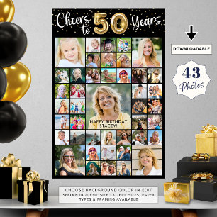 50:e födelsedag 43 fotokollage Cheers till 50 år Poster