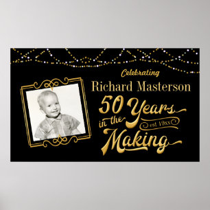 50:e födelsedag 50 ÅR I SKAPAR svarta Guld Poster