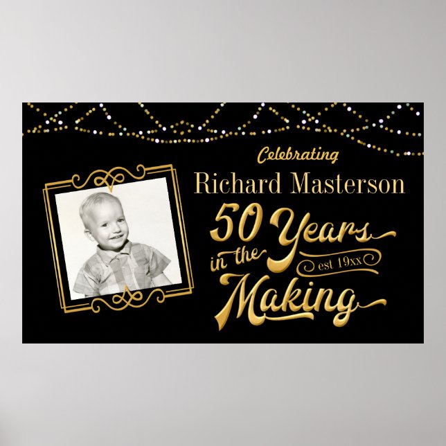 50:e födelsedag 50 ÅR I SKAPAR svarta Guld Poster (Framsidan)