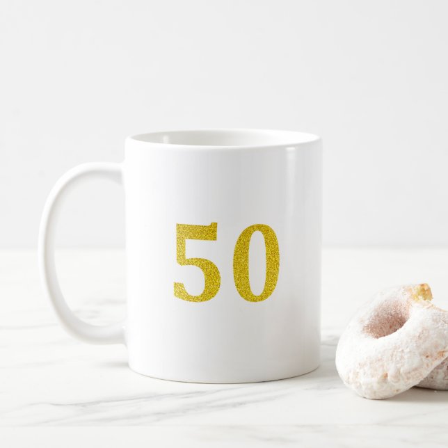 50:e födelsedag 50 femtio femtionde Guld-vitan Kaffemugg (Med munk)
