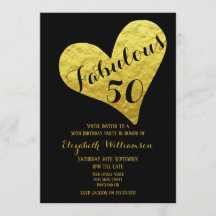 50:e födelsedag, 50 svarta | Faux Guld Heart