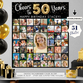 50:e födelsedag 51 fotokollage Cheers till 40 år Poster