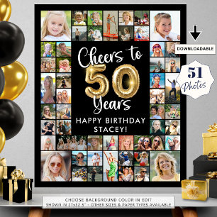 50:e födelsedag 51 fotokollage Cheers till 50 år Poster