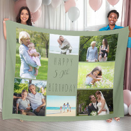 50:e födelsedag 7 Grönt för fotokollage Fleecefilt