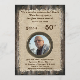 50:e,Födelsedag, alla åldrar,trä,rustik Inbjudningar