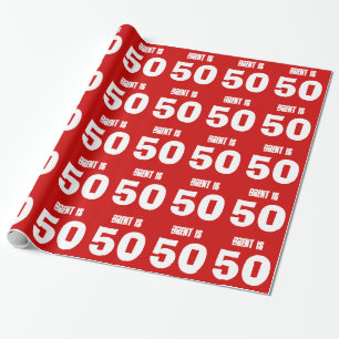 50:e födelsedag Anpassad Anpassningsbar Färg RED Presentpapper