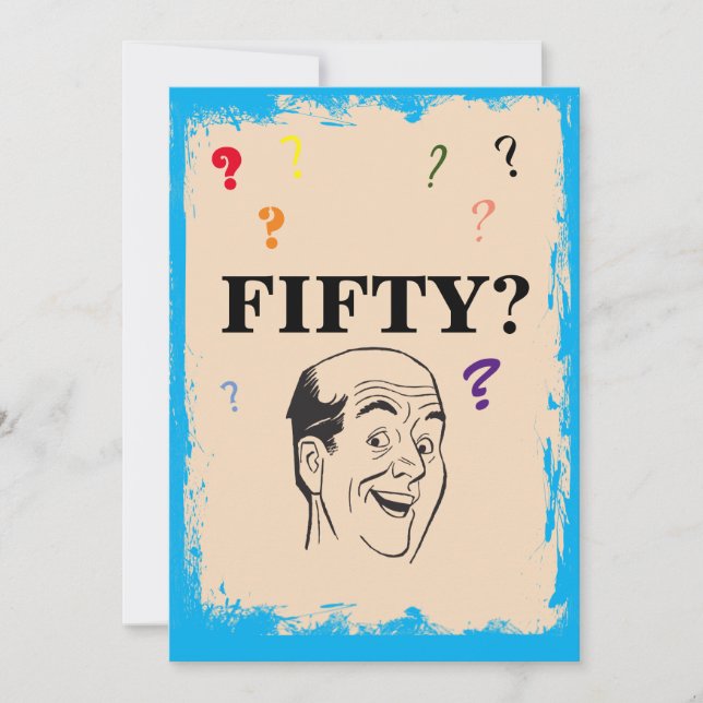 50:e födelsedag: Bald Man Lundny överraskningsinbj Inbjudningar (Framsida)