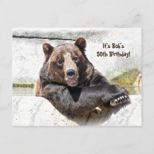50:e födelsedag Bear Party inbjudan (Framsida)