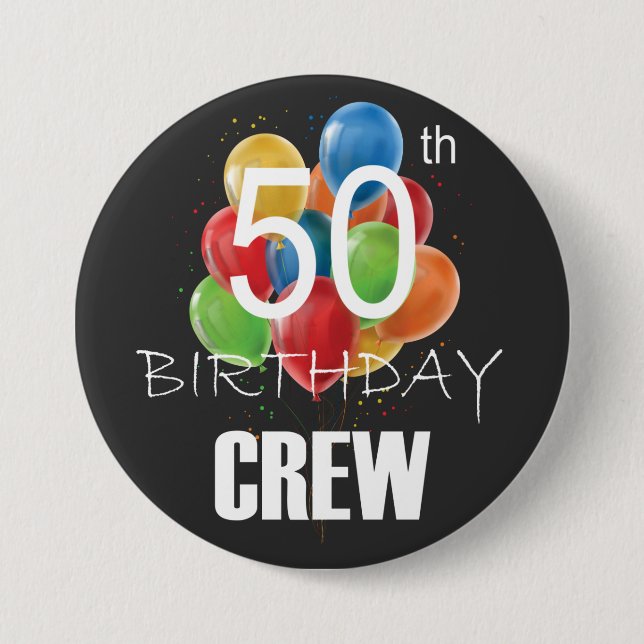 50:e födelsedag Besättningsgruppens 50 Party-runda Knapp (Framsida)
