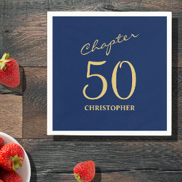 50:e födelsedag Blått Guld Kapitel 50 Pappersservett