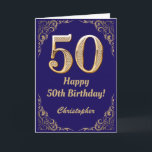 50:e födelsedag Blått och Guld Glitter Ram Kort<br><div class="desc">50:e födelsedag Blått och Guld Glitter Ram. Om du vill göra ytterligare anpassningar klickar du på knappen "Anpassa" och användor verktyg som är utformat för att ändra mallen.</div>