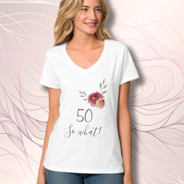 50:e födelsedag Blommigt för vattenfärg T Shirt (Skapare uppladdad)
