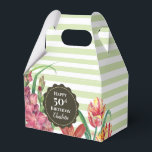 50:e födelsedag Blommigt Vår Blooms Rand Presentaskar<br><div class="desc">Designat baserat på min vattenfärgbild av gult papegoja,  orange lily och varmt persikolax gladioli. En vacker kombination av vår blommor med varm ljusstark färgad och ljust grönt bakgrund. Anpassade i Zazzle med din egen text för födelsedagsfirande. Checka ut min butik för matchande artiklar!</div>