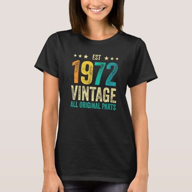 50:e födelsedag Classic Retro Stil Tees Est 1972 V T Shirt (Framsida)