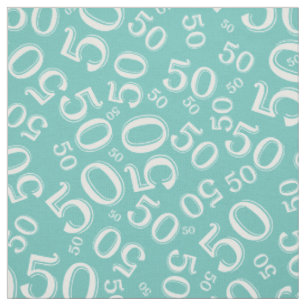 50:e födelsedag Coola Mönster Teal/White Tyg