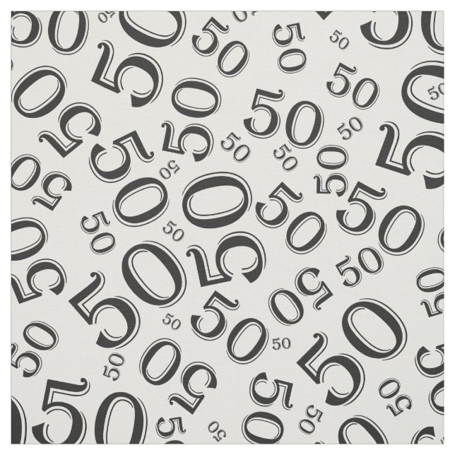 50:e födelsedag Coola nummer Mönster Black/White 5 Tyg (Provkarta)